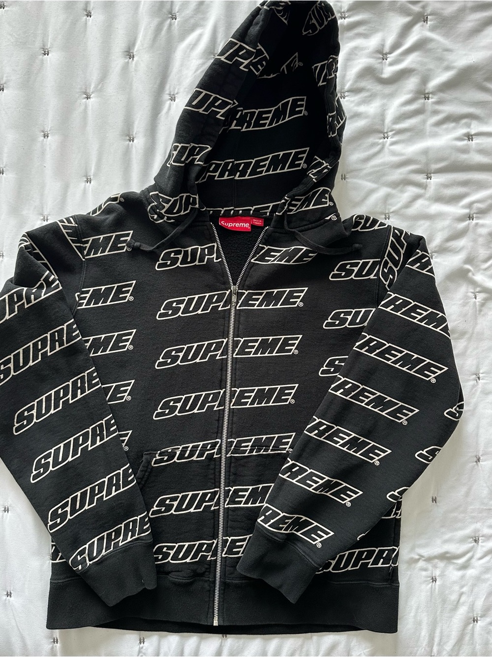 Authentic Supreme Repeat Zip Up Hoodie - Black